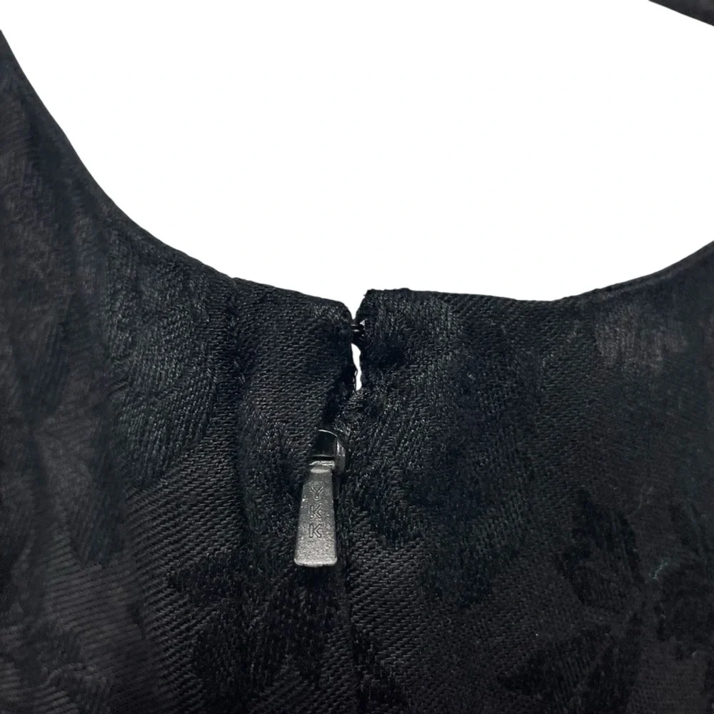 Vintage Sarah Elizabeth 1990s Black Rose Jacquard Sleeveless Rayon Maxi Dress - Picture 5 of 7